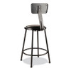 NPS 6400 Series Heavy Duty Vinyl Padded Stool With Backrest, Supports 300 Lb, 24" Seat Height, Black Seat, Black Back, Black Base