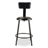 NPS 6400 Series Heavy Duty Vinyl Padded Stool With Backrest, Supports 300 Lb, 24" Seat Height, Black Seat, Black Back, Black Base