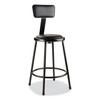 NPS 6400 Series Heavy Duty Vinyl Padded Stool With Backrest, Supports 300 Lb, 24" Seat Height, Black Seat, Black Back, Black Base