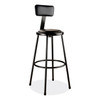 NPS 6400 Series Heavy Duty Vinyl Padded Stool With Backrest, Supports 300 Lb, 30" Seat Height, Black Seat/back/base