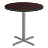 NPS Cafe Table, 36" Diameter X 42h, Round Top/x-base, Mahogany Top, Gray Base