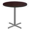 NPS Cafe Table, 36" Diameter X 42h, Round Top/x-base, Mahogany Top, Gray Base