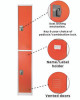 AdirOffice Steel Storage Locker, 2 Compartment, 12 X 12 X 72, Red