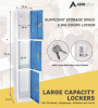 AdirOffice Steel Storage Locker, 3 Compartment, 12 X 12 X 72, Blue