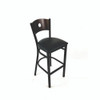 JMC Furniture Circle Series Barstool, Supports Up To 300 Lb, 28.5" Seat Height, Black Seat, Dark Walnut Back, Black Base