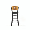 JMC Furniture Circle Series Barstool, Supports Up To 300 Lb, 28.5" Seat Height, Black Seat, Natural Back, Black Base