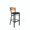 JMC Furniture Circle Series Barstool, Supports Up To 300 Lb, 28.5" Seat Height, Black Seat, Natural Back, Black Base