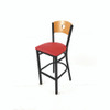 JMC Furniture Circle Series Barstool, Supports Up To 300 Lb, 28.5" Seat Height, Red Seat, Natural Back, Black Base