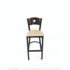 JMC Furniture Circle Series Barstool, Supports Up To 300 Lb, 28.5" Seat Height, Taupe Seat, Dark Walnut Back, Black Base