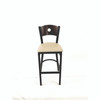 JMC Furniture Circle Series Barstool, Supports Up To 300 Lb, 28.5" Seat Height, Taupe Seat, Dark Walnut Back, Black Base