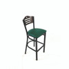 JMC Furniture Eagle Series Barstool, Supports Up To 300 Lb, 28.5" Seat Height, Green Seat, Dark Walnut Back, Black Base