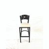 JMC Furniture Liberty Series Barstool, Supports Up To 300 Lb, 28.5" Seat Height, Cream Seat, Dark Mahogany Back, Black Base