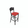 JMC Furniture Liberty Series Barstool, Supports Up To 300 Lb, 28.5" Seat Height, Red Seat, Dark Mahogany Back, Black Base