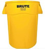 Brute Vented Trash Receptacle, Round, 44 Gal, Yellow