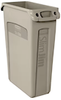 Rubbermaid® Slim Jim Receptacle With Venting Channels, Rectangular, Plastic, 23 Gal, Beige