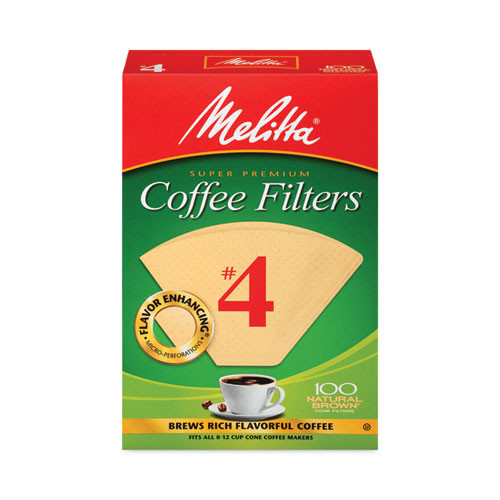 Melitta Coffee Filters, #4, 8 to 12 Cup Size, Cone Style, 100 Filters/Pack,  3/Pack