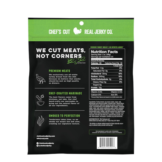 Chef's Cut Teriyaki Smoked Turkey Breast Jerky, 2.5 Ounce 8 Per Case