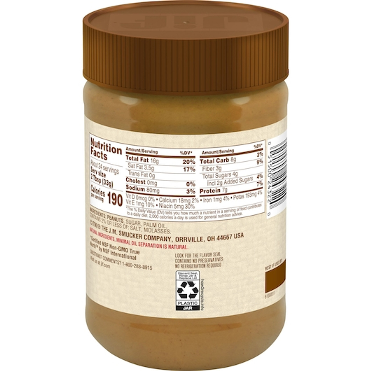 Jif Natural Creamy Peanut Butter, 28 Ounce, 10 Per Case