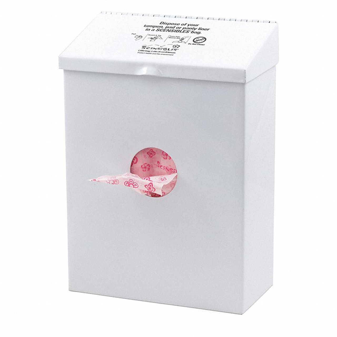 Scensibles Sanitary Napkin Receptacle with Bag Dispenser: Wall-Mounted, 8  x 11 x 4