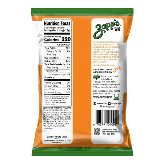 Utz Zapp's Potato Chips Jalapeno Chips, 1.5 oz, 60 Per Case