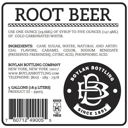 Boylan Bottling Bag-In-Box Root Beer Soda, 5 Gallon