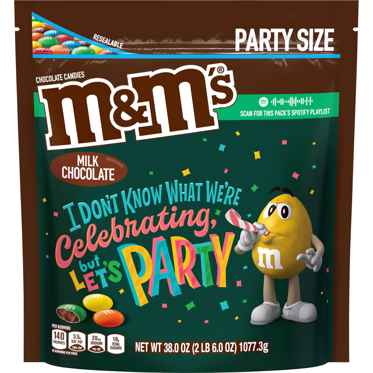 M&M's Chocolate Candies, Milk Chocolate, Party Size - 38.0 oz