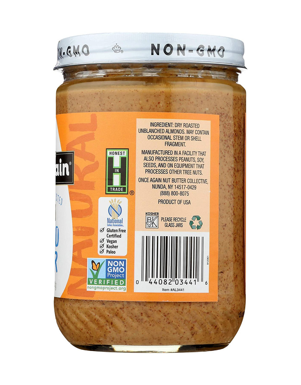 Once Again Creamy Salt Free Natural Almond Butter, Unsweetened and