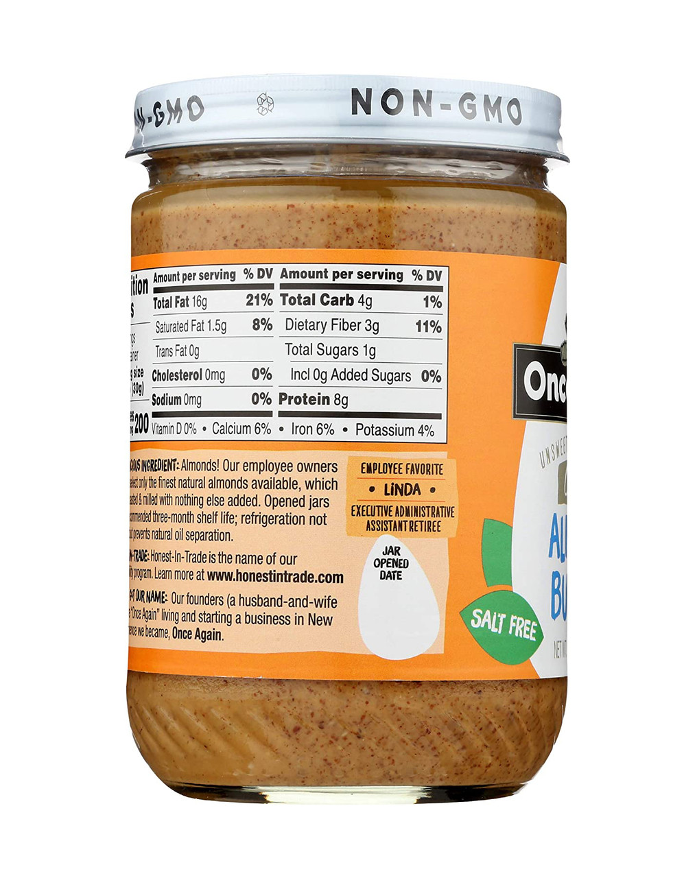 Once Again Creamy Salt Free Natural Almond Butter, Unsweetened and