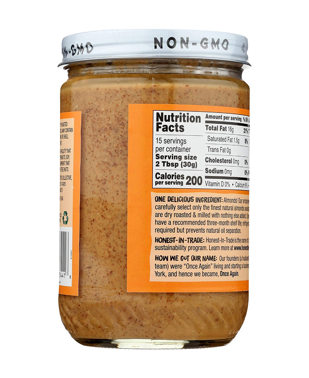 Once Again Creamy Salt Free Natural Almond Butter, Unsweetened and