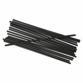 Boardwalk Single-Tube Stir-Straws, 5.25", Polypropylene, Black