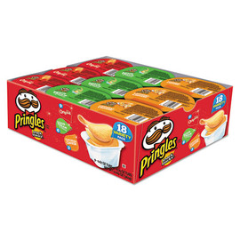 Pringles Potato Chips, Assorted, 0.67 Oz Tub, 18 Tubs/box, 2 Boxes/carton,