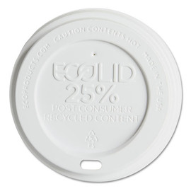 Ecolid 25% Recyycled Content Hot Cup Lid, White, Fits 10 Oz To 20 Oz Cups, 100/pack, 10 Packs/carton Ecolid 25% Recyycled Content Hot Cup Lid, White, Fits 10 Oz To 20 Oz Cups, 100/pack, 10 Packs/carton