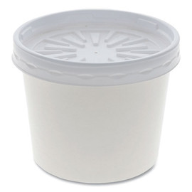 Paper Round Food Container And Lid Combo, 12 Oz, 3.75" Diameter X 3h", White, 250/carton Paper Round Food Container And Lid Combo, 12 Oz, 3.75" Diameter X 3h", White, 250/carton