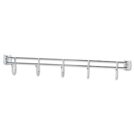 Alera Hook Bars For Wire Shelving, Five Hooks, 24" Deep, Silver Alera Hook Bars For Wire Shelving, Five Hooks, 24" Deep, Silver