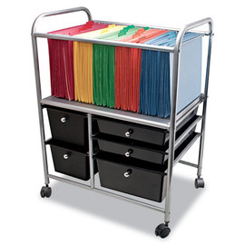 Letter/legal File Cart W/five Storage Drawers, 21.63w X 15.25d X 28.63h, Black