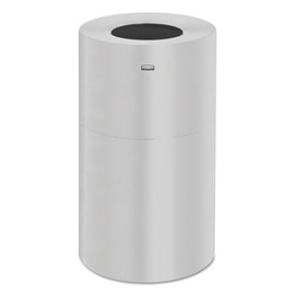 2-piece Open Top Indoor Receptacle, Round, With Liner, 35 Gal, Satin Aluminum
