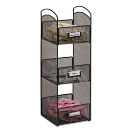Safco Onyx Breakroom Organizers, 7 Compartments, 16 x8 1/2x5 1/4, Steel Mesh, Black