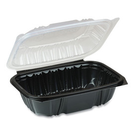 Earthchoice Dual Color Hinged-lid Takeout Container, 34 Oz, 9 X 6 X 3, 1-compartment, Black/clear, 140/carton