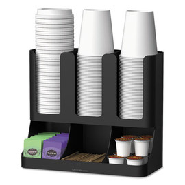 Mind Reader Flume Six-Section Upright Coffee Condiment/Cup Organizer, Black, 11.5 x 6.5 x 15
