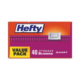 Hefty Slider Bags, 1 Qt, 1.5 Mil, 8" X 7", Clear, 40 Bags/box, 9 Boxes/carton Hefty Slider Bags, 1 Qt, 1.5 Mil, 8" X 7", Clear, 40 Bags/box, 9 Boxes/carton