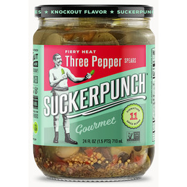 Suckerpunch Gourmet 3 Pepper Fire Pickle Spear Jar, 24 Fluid Ounce, 6 Per Case
