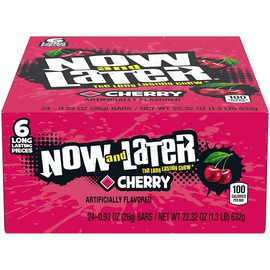 Now and Later Cherry Long Lasting Chew Candy, 0.93 Ounce, 12 Per Case Now and Later Cherry Long Lasting Chew Candy, 0.93 Ounce, 12 Per Case
