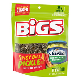 Bigs Vlasic Spicy Dill Pickle Flavored Sunflower Seeds, 5.35 Ounce, 12 Per Case Bigs Vlasic Spicy Dill Pickle Flavored Sunflower Seeds, 5.35 Ounce, 12 Per Case