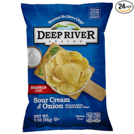 Deep River Snacks Sour Cream & Onion Krinkle Cut Kettle Potato Chips, 2 Ounce, 24 Per Case Deep River Snacks Sour Cream & Onion Krinkle Cut Kettle Potato Chips, 2 Ounce, 24 Per Case