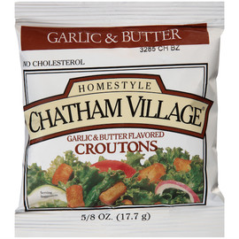 Chatham Village Garlic and Butter Flavored Croutons, 0.63 Ounce, 200 per case Chatham Village Garlic and Butter Flavored Croutons, 0.63 Ounce, 200 per case