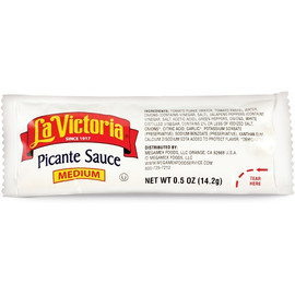 La Victoria Sauce Medium Picante Portion Control, 0.5 Ounces, 200 Per Case La Victoria Sauce Medium Picante Portion Control, 0.5 Ounces, 200 Per Case