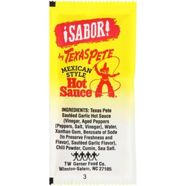 Sabor Texas Pete Mexican Style Hot Sauce, 7 Grams, 200 Per Case Sabor Texas Pete Mexican Style Hot Sauce, 7 Grams, 200 Per Case