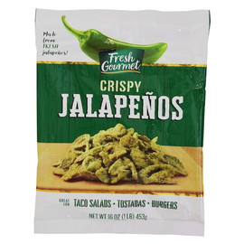 Fresh Gourmet Crispy Jalapeno Strips Salad Topping Bag, 1 Pound, 10 Per Case Fresh Gourmet Crispy Jalapeno Strips Salad Topping Bag, 1 Pound, 10 Per Case