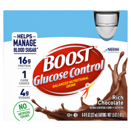 Boost Glucose Control Rich Chocolate Nutritional Drink, 8 Fluid Ounce, 6 Per Box, 4 Per Case Boost Glucose Control Rich Chocolate Nutritional Drink, 8 Fluid Ounce, 6 Per Box, 4 Per Case