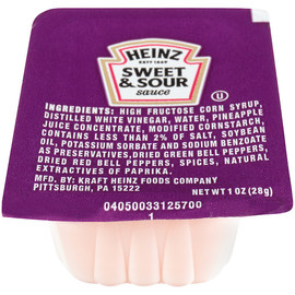 Heinz Sweet And Sour Sauce, 1 Ounce, 100 Per Case Heinz Sweet And Sour Sauce, 1 Ounce, 100 Per Case